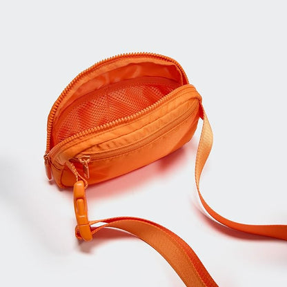 Pander Two Way Zipper Fanny Pack Nylon Everywhere Belt Bag for Women, Water Repellent Waist Packs, Crossbody Bags with Adjustable Strap (Dark Orange).
