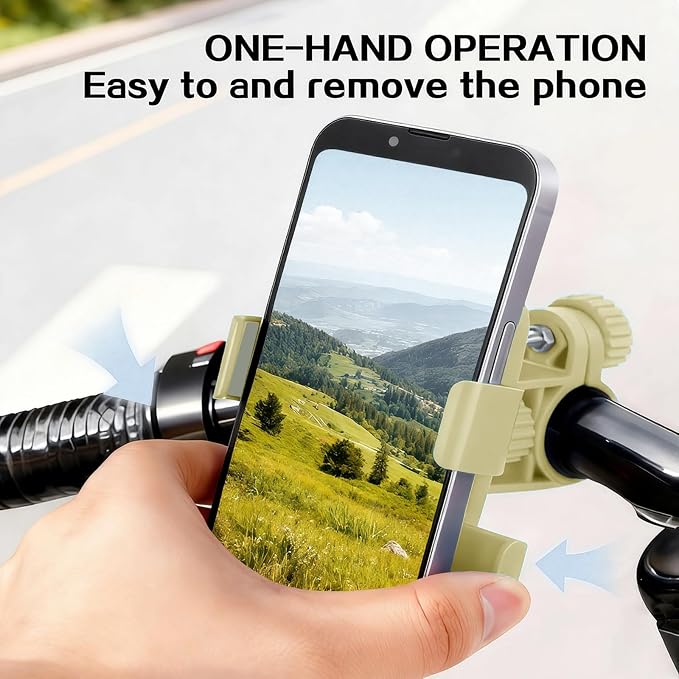 Motorcycle Bike Phone Mount, Bike Cell Phone Holder Clip, Bicycle Scooter Handlebar Clamp, for iPhone 17 16 15 14 Pro Max, Galaxy S25 S24 Ultra, 4.7-7" Phones, White