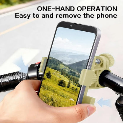 Motorcycle Bike Phone Mount, Bike Cell Phone Holder Clip, Bicycle Scooter Handlebar Clamp, for iPhone 17 16 15 14 Pro Max, Galaxy S25 S24 Ultra, 4.7-7" Phones, White