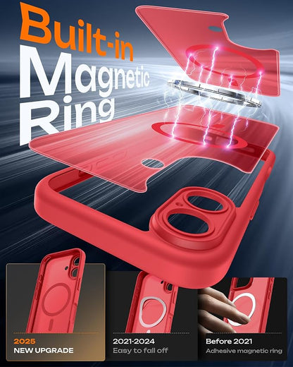 TOCOL for Phone 17 Case, Compatible with Magsafe Charger, Full Camera Protection, Drop Protection, Translucent Matte Phone Case for Phone 17 6.3 inch (Red)