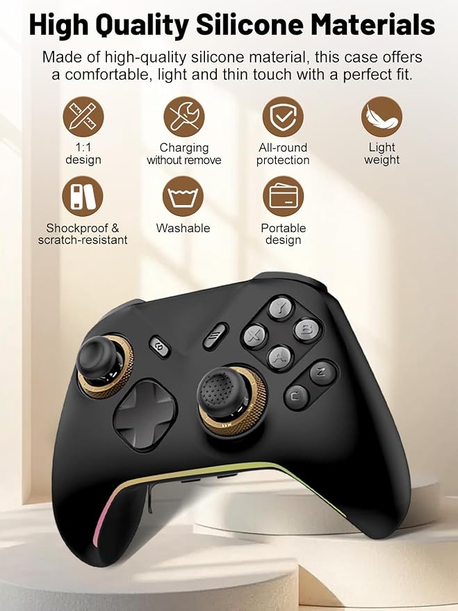 Silicone Protective Case for Flydigi Vader 5 Pro Wireless Controller, Full-Body Protective Cover with Precise Cutout, Shockproof Dustproof Protector Sleeve & Scratch-Resistant Sleeve (Black)