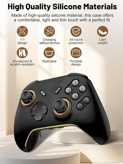 Silicone Protective Case for Flydigi Vader 5 Pro Wireless Controller, Full-Body Protective Cover with Precise Cutout, Shockproof Dustproof Protector Sleeve & Scratch-Resistant Sleeve (Black)