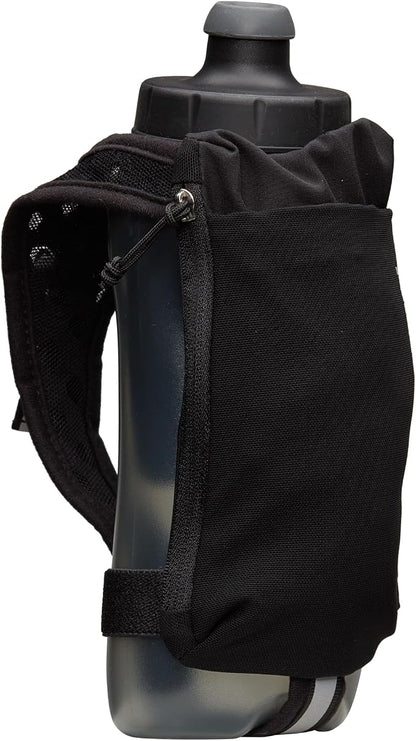Nathan SpeedDraw 2 Insulated Handheld Running Water Bottle Flask – Double-Wall Insulation, Ergonomic Grip, Blast Valve Cap, Phone & Key Storage Pockets, Reflective Design, 22oz - Black