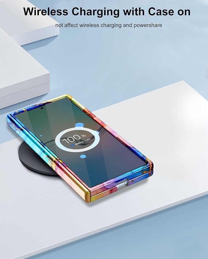 Btscase for Samsung Galaxy Z Fold 8 Ultra Case,Built in Front Screen Protector,[Compatible with MagSafe] Marble Hard PC Slim Shockproof Full Body Drop Protective Case for Z Fold 8 Ultra, Bright Blue
