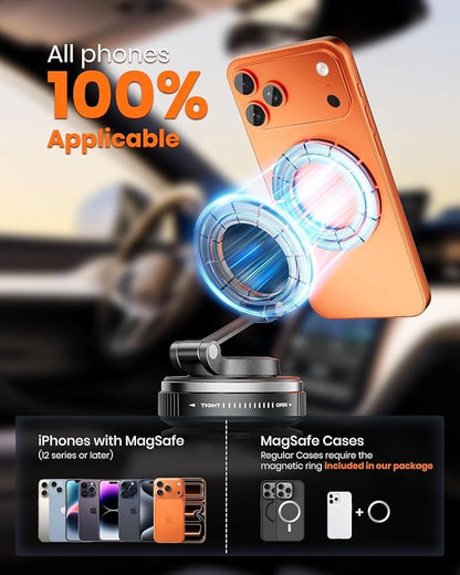 Magnetic Phone Holder for Car, Car Mount 360 Adjustable Vacuum Suction Cup, Phone Mount for Car Accessories/Windshield/Mirror/Kitchen/Gym for iPhone 17 Pro Max 16 15 14 13