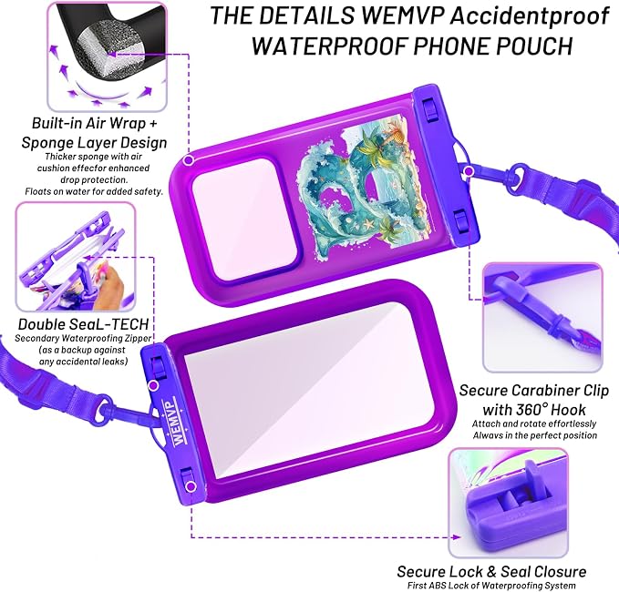 Personalized Initial Waterproof Phone Pouch Case - IPX8 Cellphone Dry Bag with Lanyard for iPhone 16/15/14/13/12 Pro Max (6.1–6.9"), Beach & Cruise Ship Essentials with Monogrammed Design (Purple, B)