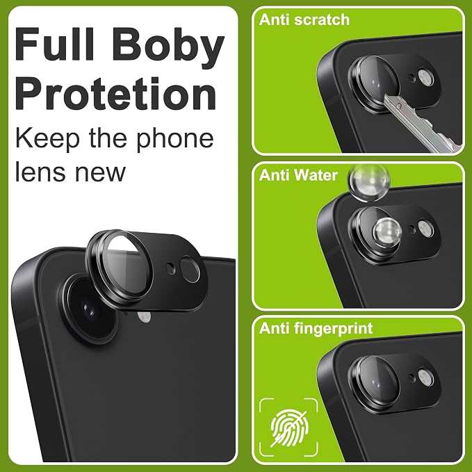 2-Pack Shatterproof Camera Lens Protector for iPhone 16e |AR Tempered Glass Strong Adsorption Metal Camera Cover Screen(Silvery)