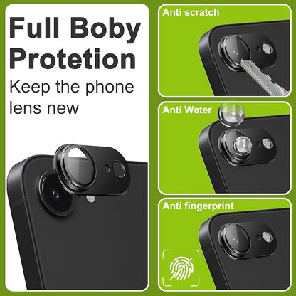 2-Pack Shatterproof Camera Lens Protector for iPhone 16e |AR Tempered Glass Strong Adsorption Metal Camera Cover Screen(Silvery)