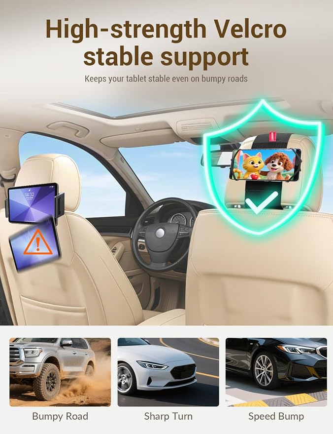 Silicone Car Phone Holder, Adjustable Phone Headrest Mount Compatible with iPhone 17 16 15 14 Pro Max, Samsung Galaxy S25, S25 Ultra and other 3.5 - 7 Inch Cell Phones for Kids in Back Seats - 2 Pack