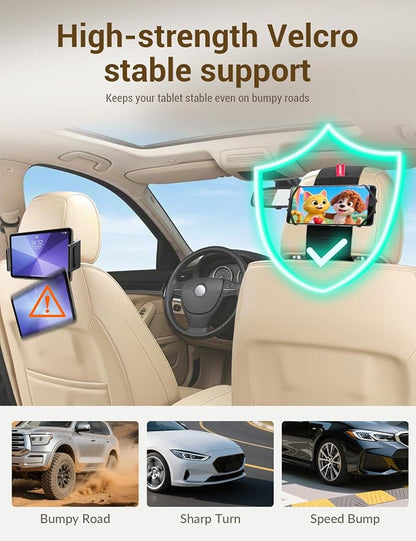 Silicone Car Phone Holder, Adjustable Phone Headrest Mount Compatible with iPhone 17 16 15 14 Pro Max, Samsung Galaxy S25, S25 Ultra and other 3.5 - 7 Inch Cell Phones for Kids in Back Seats - 2 Pack