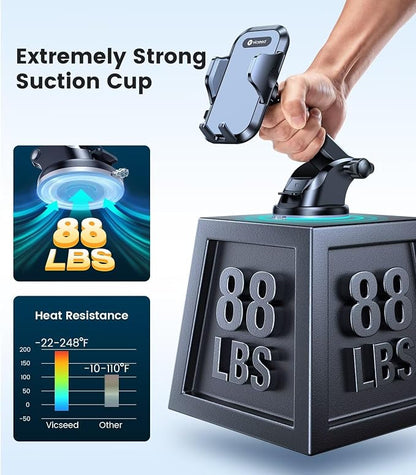 VICSEED [No.1 Powerful Suction] [Rally Racing-Grade Stability] Phone Holders for Your Car 2026 Upgraded Car Phone Holder Mount Truck Stand for Dashboard Windshield Vent for iPhone Samsung All Phones