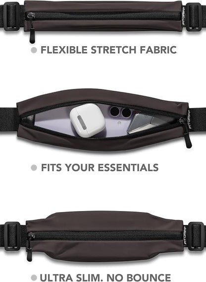 Fitgriff® Running Belt V2 for Men & Women - Slim Fanny Pack, Phone Holder for Jogging, (Fits All Cell Phones) - Money Belt, Runners Waist Pouch (Brown, One Size (Waist 24.4 – 43.3 inches))