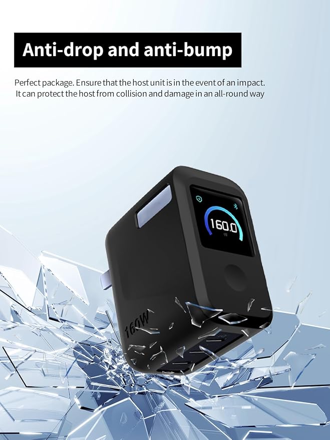 Case for Anker Prime Charger（160W 3Ports Smart Display）, WUNIAK Soft Silicone Protective Portable Scratch Shock Resistant Shell,Protective Case for Anker Prime Charger 160W,Black