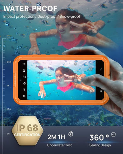 Lanhiem Magnetic for Samsung Galaxy S26 Plus Case, IP68 Waterproof Dustproof Case, [Compatible with Magsafe] [Built-in Screen Protector] Full Body Heavy Duty Rugged Phone Cover 6.7 inch, Cosmic Orange