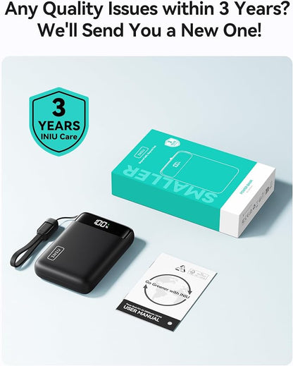 INIU Power Bank, Smallest 20000mAh Portable Charger with USB C Cable, 22.5W PD Fast Charging Phone Battery Pack, LED Display Powerbank for Xiaomi iPhone 17 16 15 14 Pro Samsung S25 Google iPad etc