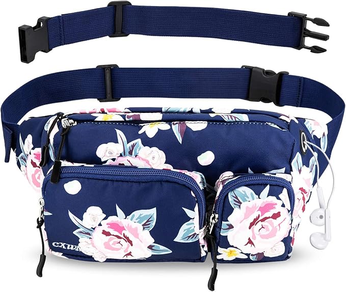 CXWMZY Fanny Packs For Women & Men, Waist Bag Hip Bum Bag Strap Extension Large Capacity Easy Carry Any Phone Passport Wallet for Outdoors Workout Traveling Casual Running Hiking Cycling Dog Walking
