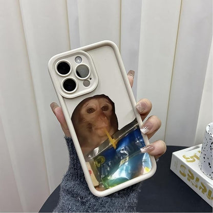 Monkey Phone Case, Funny Monkey Phone Case, All-Inclusived Shockproof TPU Clear Protective Cover, Funny Phone Cases for iPhone 16/15/14/13 Promax (Black-2,16pro)