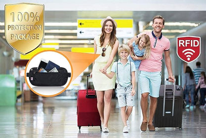 Money Belt Passport Holder for Women Men - Secure Hidden Travel Wallet Fanny Pack with RFID Blocking
