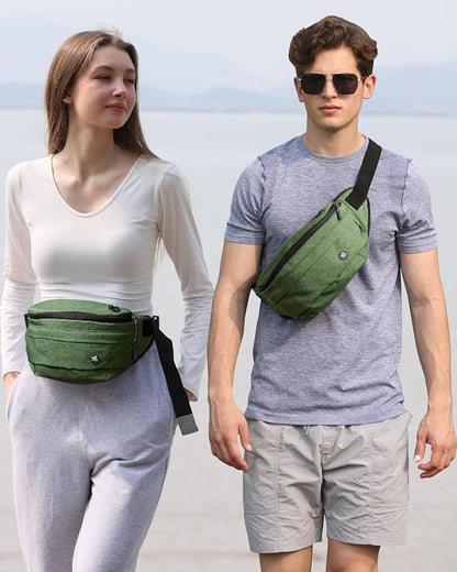 WATERFLY Running Belt Fanny Pack: Runner Marathon Jogging Waist Pack Sport Workout Exercise Fitness Phone Holder Belt for Men Women Jogger Slim Waistband Black