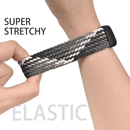 Braided Solo Loop Bands Compatible with Fitbit Charge 6/Charge 5, 3 Pack Adjustable Stretchy Wristbands Soft Woven Nylon Replacement for Fitbit Charge 5/Charge 6 Tracker Smart Watch for Women Men
