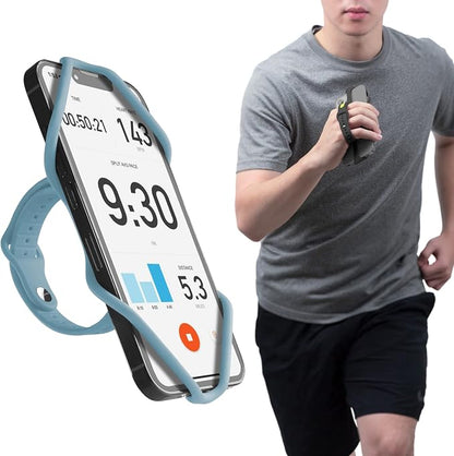 BONE Run Tie Handheld 2, Running Cell Phone Holder, 2-in-1 Handheld/Wristband Design, Adjustable & Skin-Friendly Silicone Strap for Workout, Sport Phone Carrier for Most Smartphone (Morandi Blue)