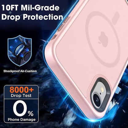 MOCCA Strong Magnetic for iPhone XR Phone Case, [Compatible with Magsafe][Mil-Grade Drop Protection] Slim Thin Translucent Matte Protective Cover Case for iPhone XR Case 6.1'', Pink