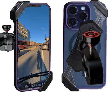 The dashcam.Bike Phone Mount: The Best Bicycle Phone Holder That Reduces Shake Without Blocking Your Camera [Without Red Padding, Designed for Extra Thick Phone Cases]