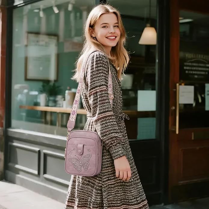 KITEVIUN Crossbody Bags for Women Leather Crossbody Purse Small Shoulder Phone Purse with Adjustable Strap & RFID Card Slots