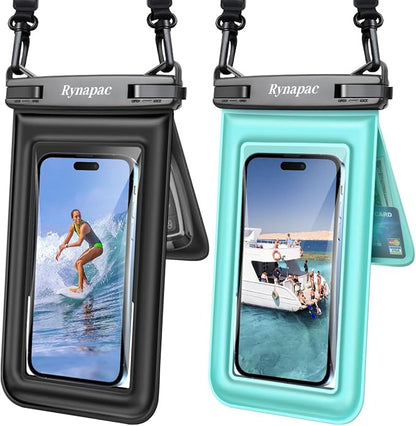 [Up to 8.5''] Floating Waterproof Phone Pouch 2 Pack, IPX8 Double Space Waterproof Phone Case with Lanyard for iPhone 17 16 15 Pro Max, Galaxy S26 Ultra, Cellphone Dry Bag Beach Cruise Ship Essentials