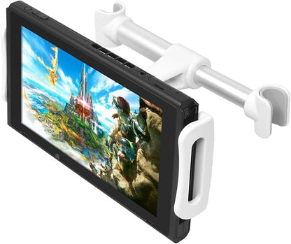 FYOUNG Car Headrest Mount Compatible with Switch/Swith OLED Model 2021, Adjustable Car Holder Compatible with Switch/iPhone/iPad and Other Devices (4"-11") - White