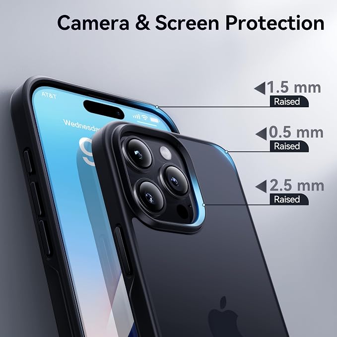 CASEKOO for iPhone 16 Pro Max Case, [Never Yellow Technology] [Mil-Grade Drop Protection] Translucent Slim Cover Women Men for iPhone 16 Pro Max Phone Case 6.7 inch, Frosted Black