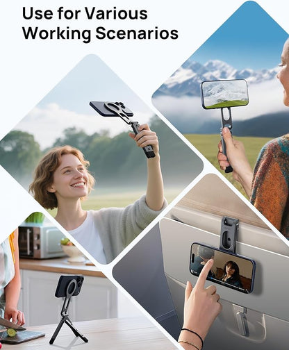 SODI Magnetic Phone Tripod Stand for iPhone - Strong Magnet Foldable Cell Phone Stand for Vlog, Gym, Travel Essentials, Mini Tripod Phone Stand Compatible with iPhone 17 16 15 14 13 12 Series
