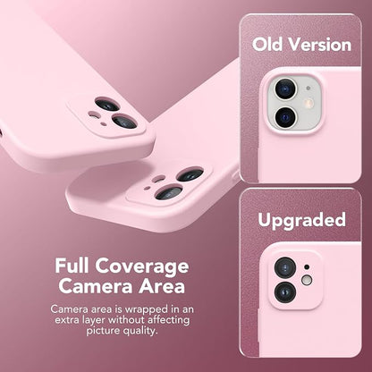 Magnetic for iPhone 12 Case, Compatible with MagSafe, [Full Camera Protection][Screen Protector] Silicone Shockproof Protective Phone Case for iPhone 12 6.1", Chalk Pink