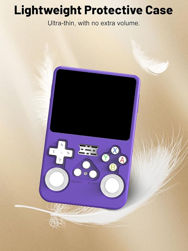 Silicone Protective Case for Anbernic R36S Game Console, Full-Body Protective Cover with Precise Cutout, Shockproof Dustproof Protector Sleeve & Scratch-Resistant Sleeve (Purple)