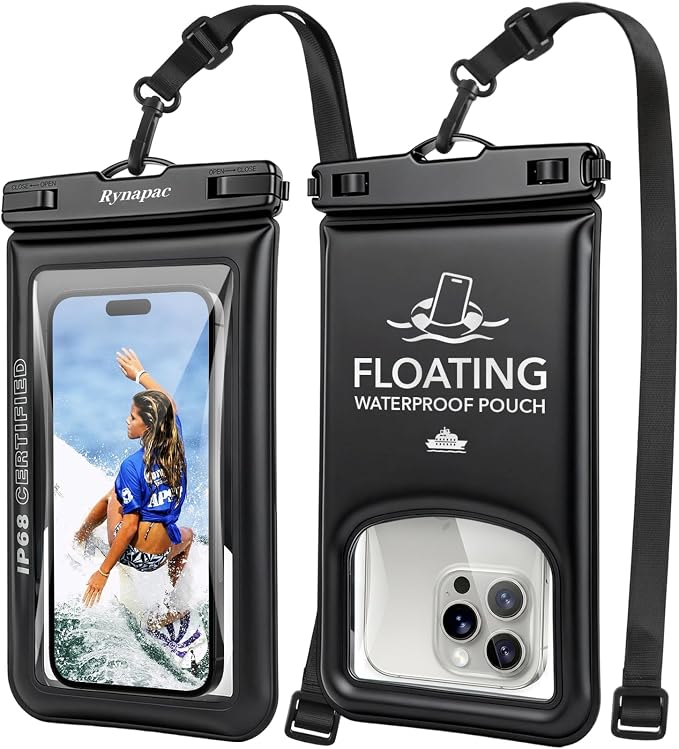 Waterproof Phone Pouch Floating 2 Pack, IP68 Waterproof Phone Case with Lanyard for iPhone 17 16 15 Pro Max, Galaxy S26 Ultra, Touch Screen, Cell Phone Dry Bag for Beach Cruise Essentials, Up to 8.5"