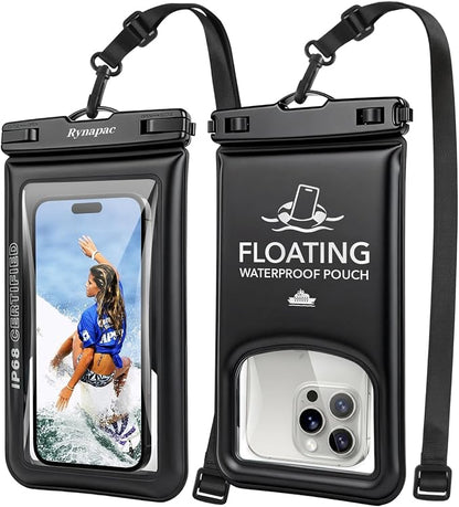 Waterproof Phone Pouch Floating 2 Pack, IP68 Waterproof Phone Case with Lanyard for iPhone 17 16 15 Pro Max, Galaxy S26 Ultra, Touch Screen, Cell Phone Dry Bag for Beach Cruise Essentials, Up to 8.5"