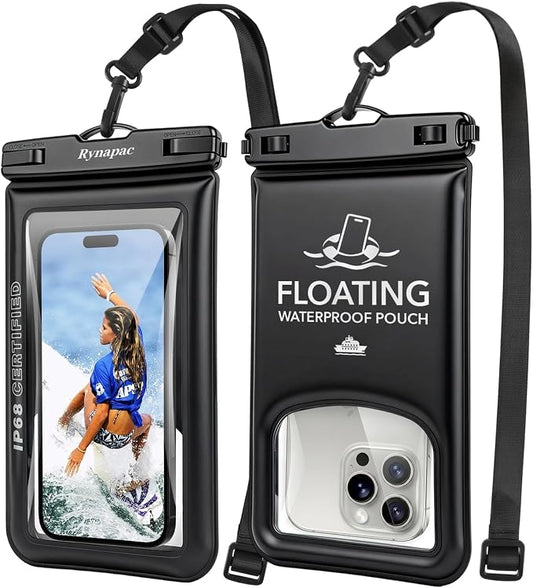 Waterproof Phone Pouch Floating 2 Pack, IP68 Waterproof Phone Case with Lanyard for iPhone 17 16 15 Pro Max, Galaxy S26 Ultra, Touch Screen, Cell Phone Dry Bag for Beach Cruise Essentials, Up to 8.5"