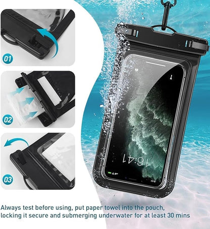 Universal Waterproof Phone Case, with Inside Card Holder, Large Dry Bag Compatible for iPhone 17 16 15 14 13 12 Pro Max XS Plus for Galaxy S22, IPX8 Beach Travel Essentials, 1 Pack-Purple-8.3″