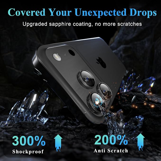 YWXTW Camera Lens Protector for iPhone 17 Pro/iPhone 17 Pro Max, [1 Step Installation Tray] Tempered Glass Screen Protector Metal Individual Camera Cover Accessories Case Friendly (Transparent-2Pack)