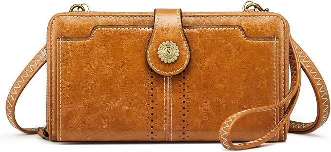 S-ZONE Vegan Leather Crossbody Bags for Women Small Cell Phone Purse RFID Blocking Clutch Purses with 2 Straps