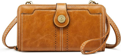 S-ZONE Vegan Leather Crossbody Bags for Women Small Cell Phone Purse RFID Blocking Clutch Purses with 2 Straps