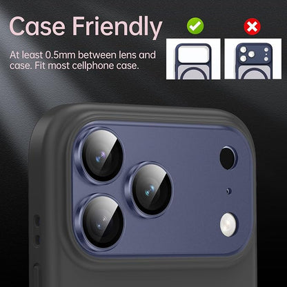for iPhone 17 Pro Max Camera Lens Protector [Anti-Scratch] [Ultra HD Clear] [Strong Adhesion] Metal Aluminum Alloy Tempered Glass Camera Screen Cover(Deep Blue)