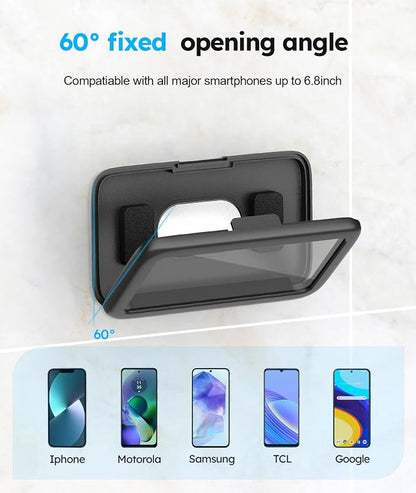 Waterproof, Upgraded IPx7 Wall Mount, 480° Rotation, HD Touchscreen, Ideal for 4-7” Smartphones - Perfect Shower Accessories-Black