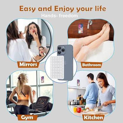 Double Sided Silicone Suction Phone Holder Mount, Silicon Accessory for iPhone and Android, Hands-Free Mirror Shower Phone Holder, TikTok Videos and Selfies (Combo A)