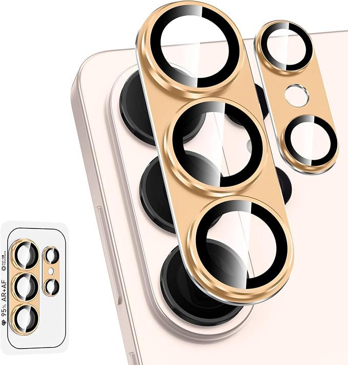 for Samsung Galaxy S26 Ultra Camera Lens Protector, Electroplated Matte Back with 9H Tempered Glass Lens Protector, [Strong Adsorption] [Case-Friendly] Metal Ring HD Clear Lens Cover, Gold