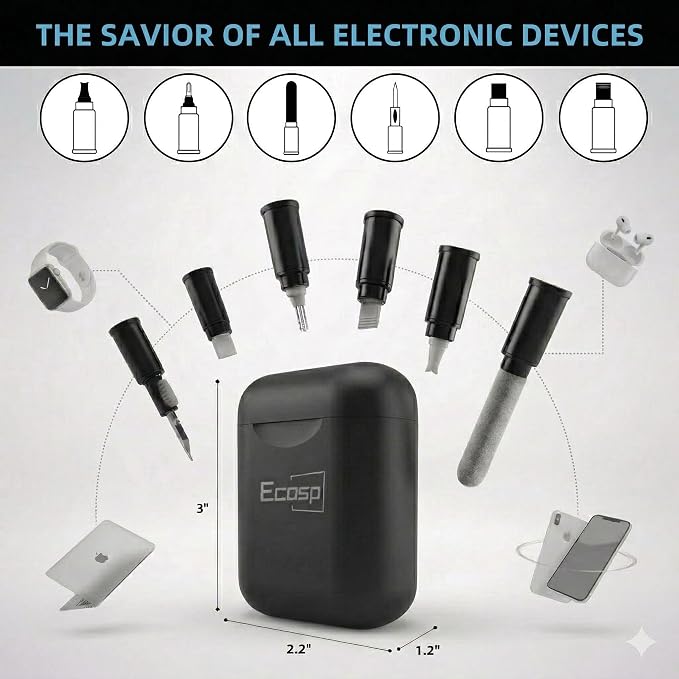 Cleaner Kit for AirPod,Multi-Tool iPhone Cleaning Kit,Cell Phone Cleaning Repair & Recovery for iPhone & iPad(Type C)Charging Port,Lightning Cables&Connectors,Easy to Store & Carry Design,Black