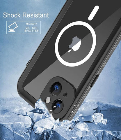 Design for iPhone 14 Plus Waterproof Case 6.7‘’, Full Body Shockproof Dust Proof Phone Case Cover with Built in Screen Protector - Black
