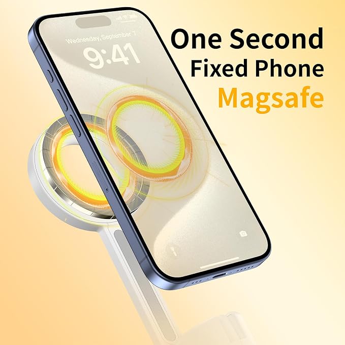 SEAJIC Magnetic Phone Tripod for iPhone 54" Selfie Stick Tripod with Remote and Metal Ring, Phone for Video Recording, Cell Phone Mount Stand for Cellphone (White)