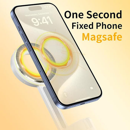 SEAJIC Magnetic Phone Tripod for iPhone 54" Selfie Stick Tripod with Remote and Metal Ring, Phone for Video Recording, Cell Phone Mount Stand for Cellphone (White)