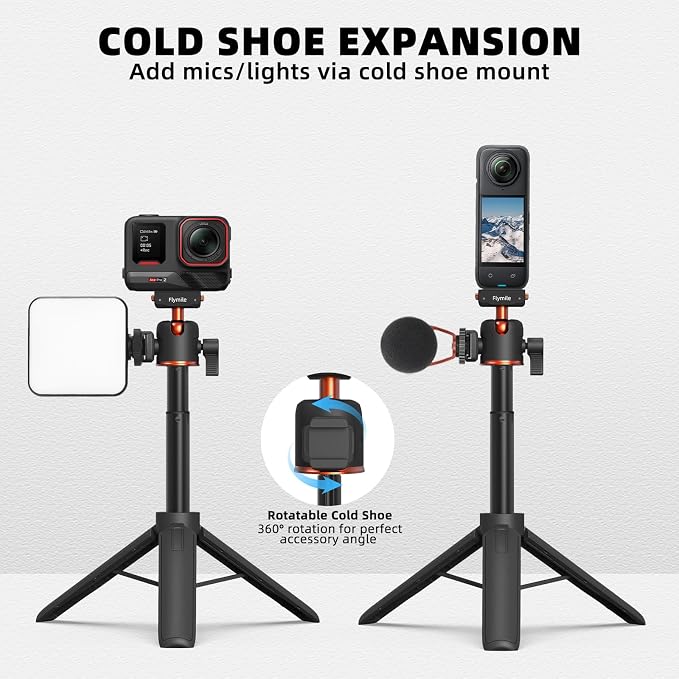 Tripod for Insta360 X5 ACE Pro 2, 21” Selfie Stick Quick Release Extension Rod Mini Table Desk Portable Handle Grip Stand with Cold Shoe for Insta 360 X5 X4 Air, ACE Pro 2 Accessories